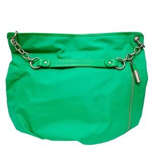 Bodhi Fabric & Leather Handles Chain Tote Carry On Shopper Green
